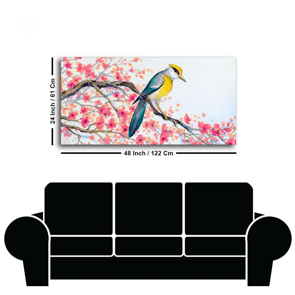 Beautiful Bird on Tree Branch Wall Painting DECORMANTRA