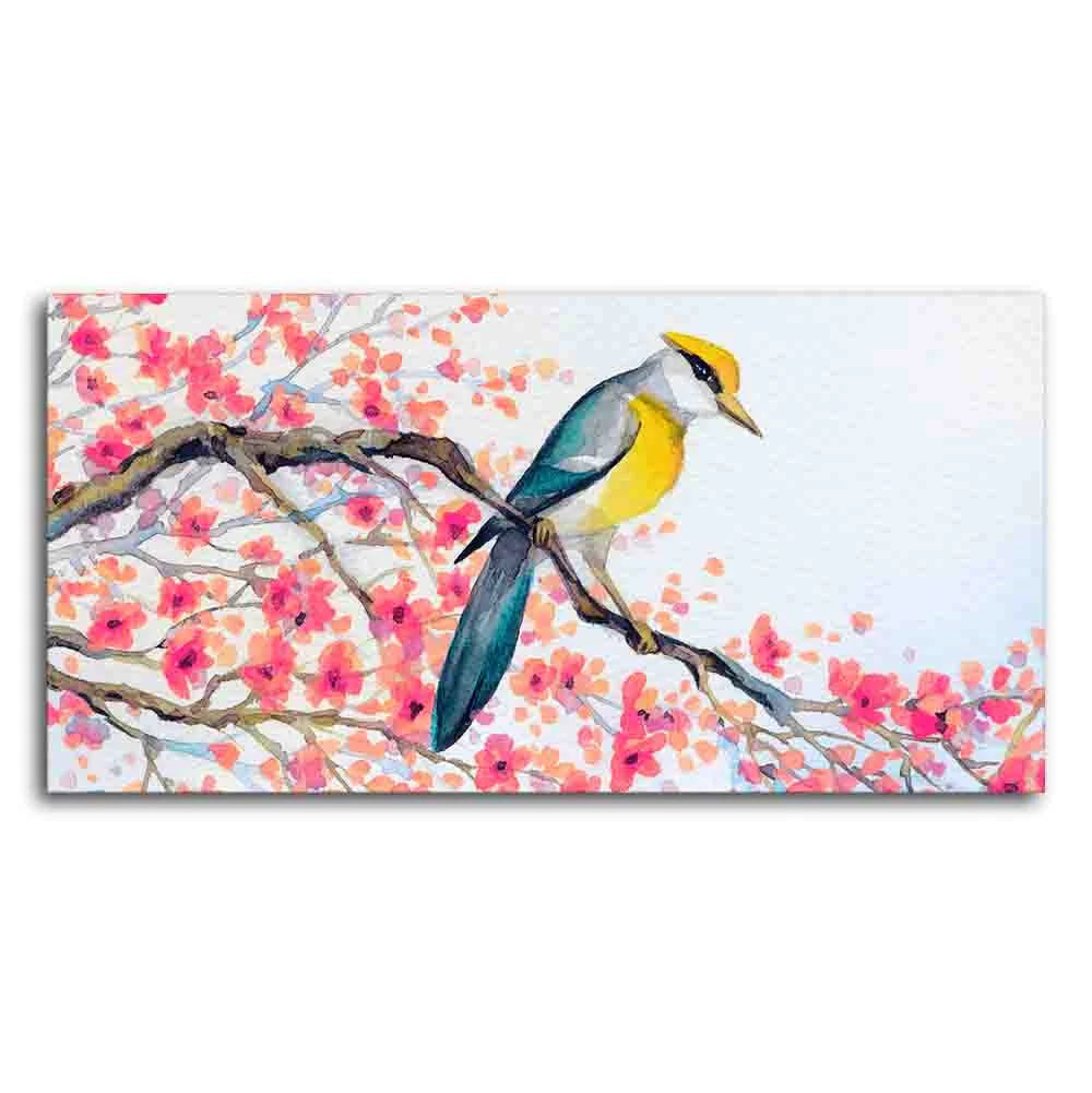 Beautiful Bird on Tree Branch Wall Painting Decor Mantra