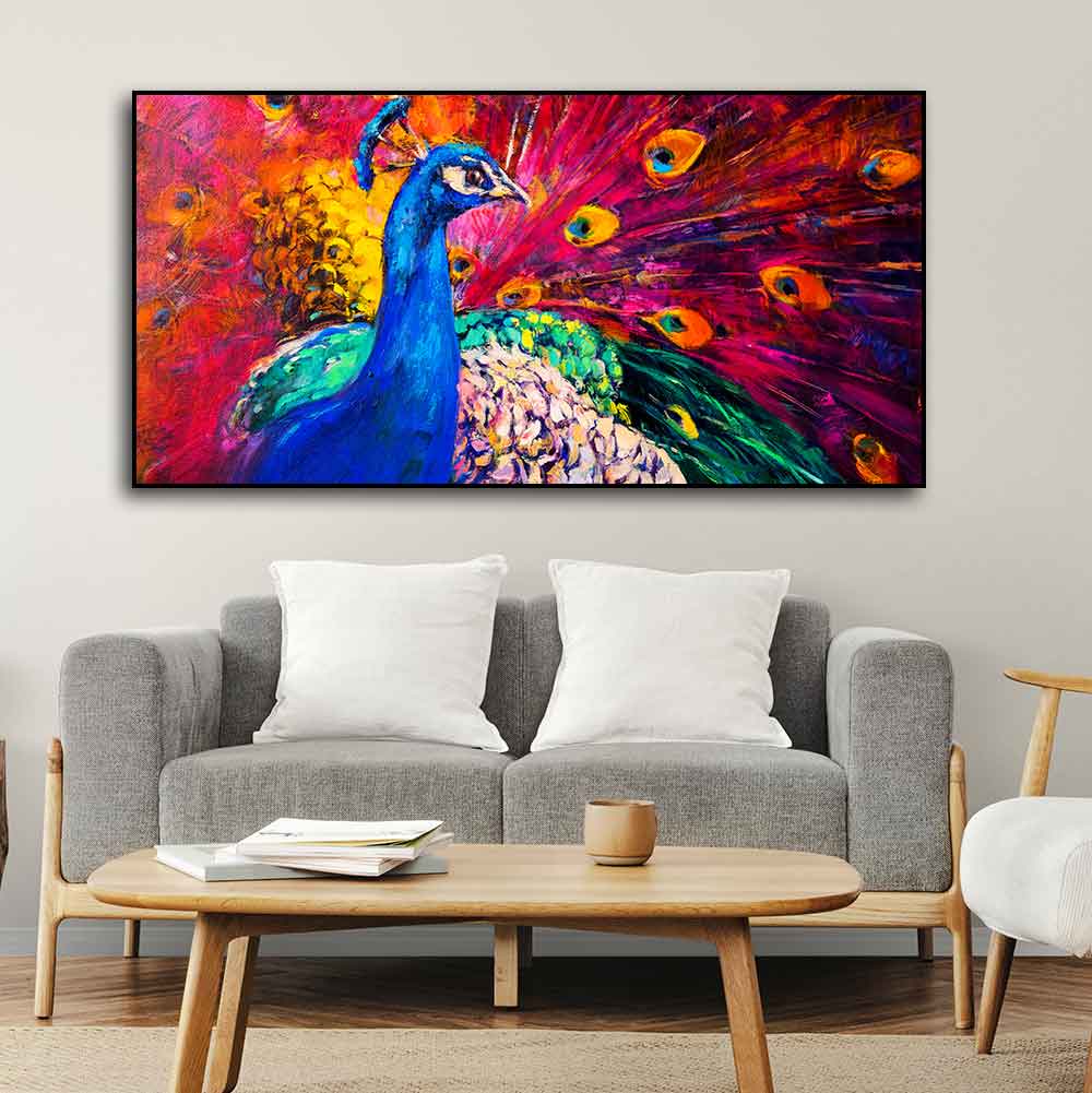 Beautiful Colorful Peacock Premium Canvas Wall Painting DECORMANTRA