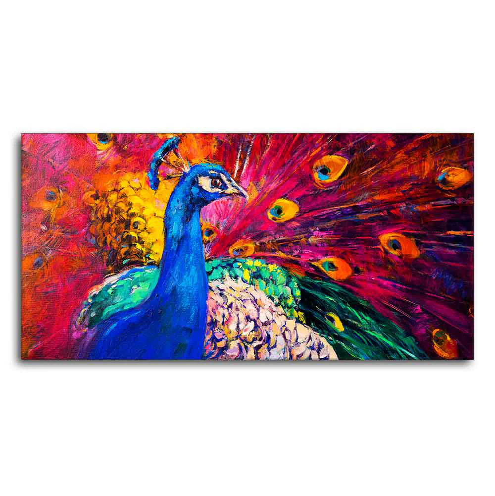 Beautiful Colorful Peacock Premium Canvas Wall Painting DECORMANTRA