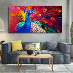 Beautiful Colorful Peacock Premium Canvas Wall Painting DECORMANTRA