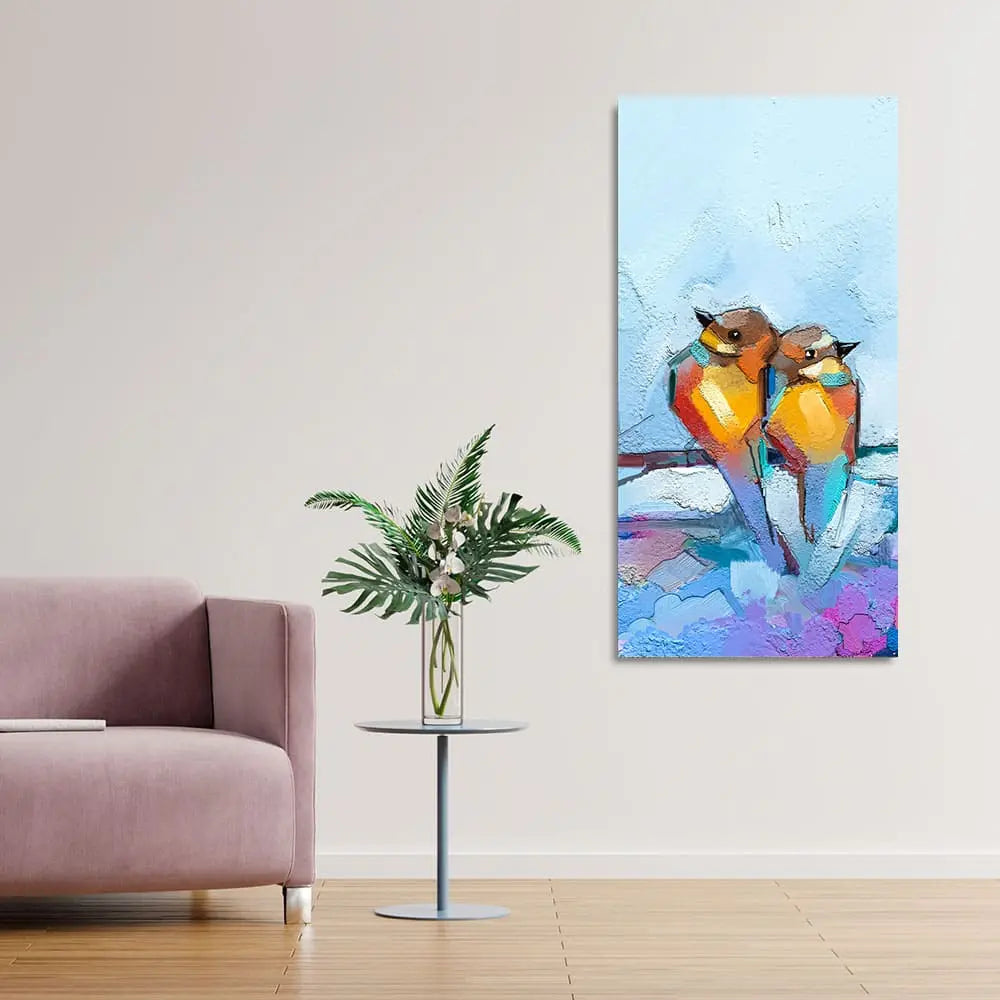 Beautiful Couple Birds Premium Canvas Wall Painting Decor Mantra