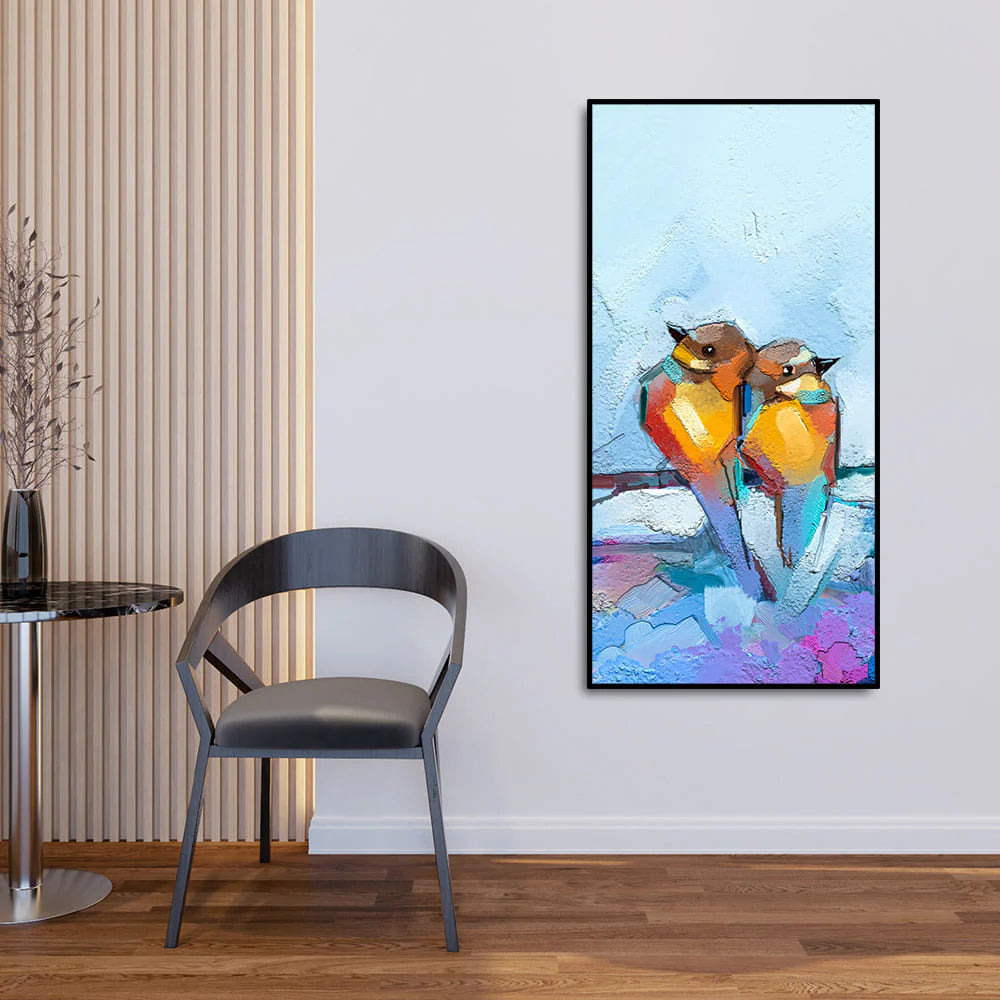 Beautiful Couple Birds Premium Canvas Wall Painting Decor Mantra