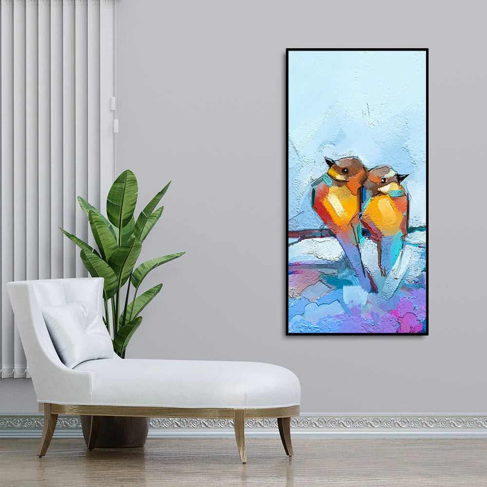 Beautiful Couple Birds Premium Canvas Wall Painting Decor Mantra