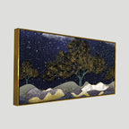 Beautiful Dark Blue Snowy Background Canvas Wall Painting DECORMANTRA