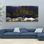 Beautiful Dark Blue Snowy Background Canvas Wall Painting DECORMANTRA
