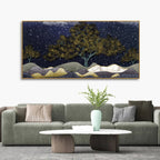 Beautiful Dark Blue Snowy Background Canvas Wall Painting DECORMANTRA