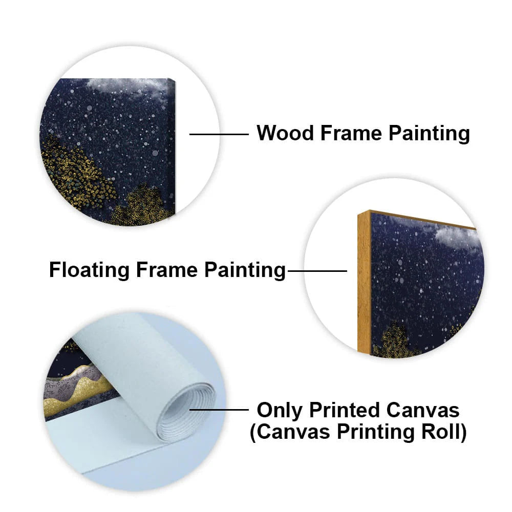 Beautiful Dark Blue Snowy Background Canvas Wall Painting DECORMANTRA