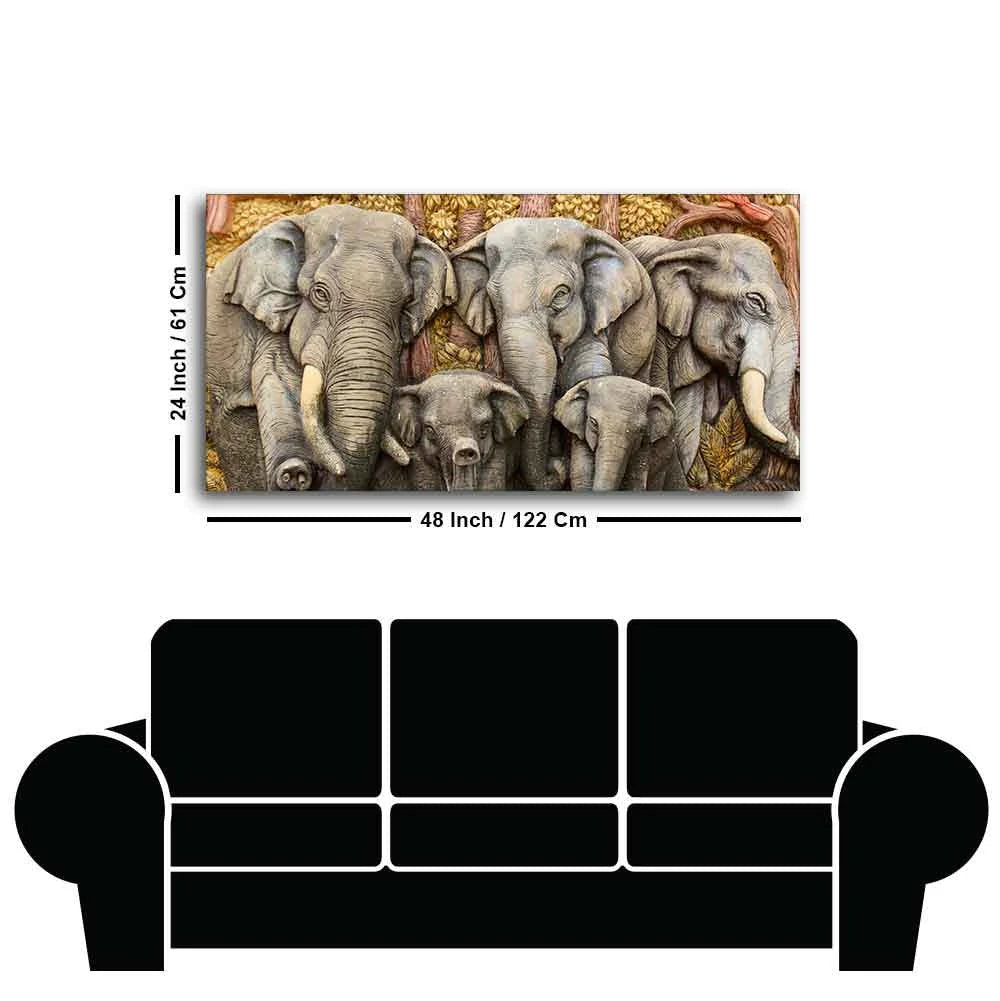 Beautiful Elephant Native Thai style Molding art wall Painting DECORMANTRA