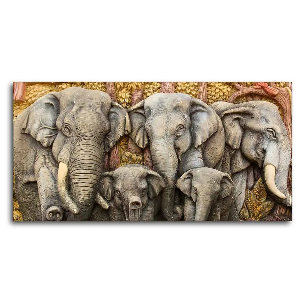 Beautiful Elephant Native Thai style Molding art wall Painting DECORMANTRA