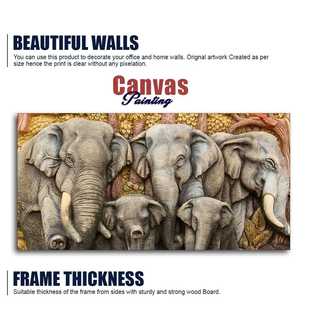 Beautiful Elephant Native Thai style Molding art wall Painting DECORMANTRA