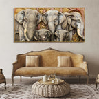 Beautiful Elephant Native Thai style Molding art wall Painting DECORMANTRA