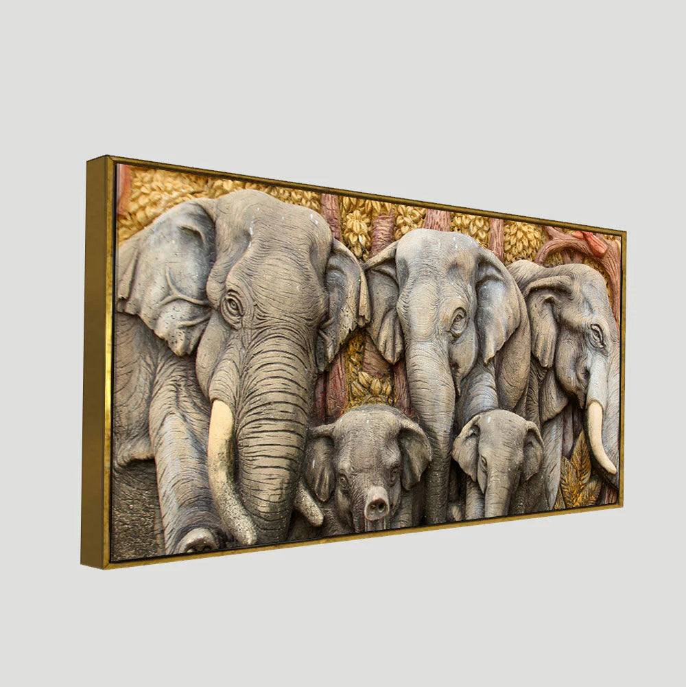 Beautiful Elephant Native Thai style Molding art wall Painting DECORMANTRA