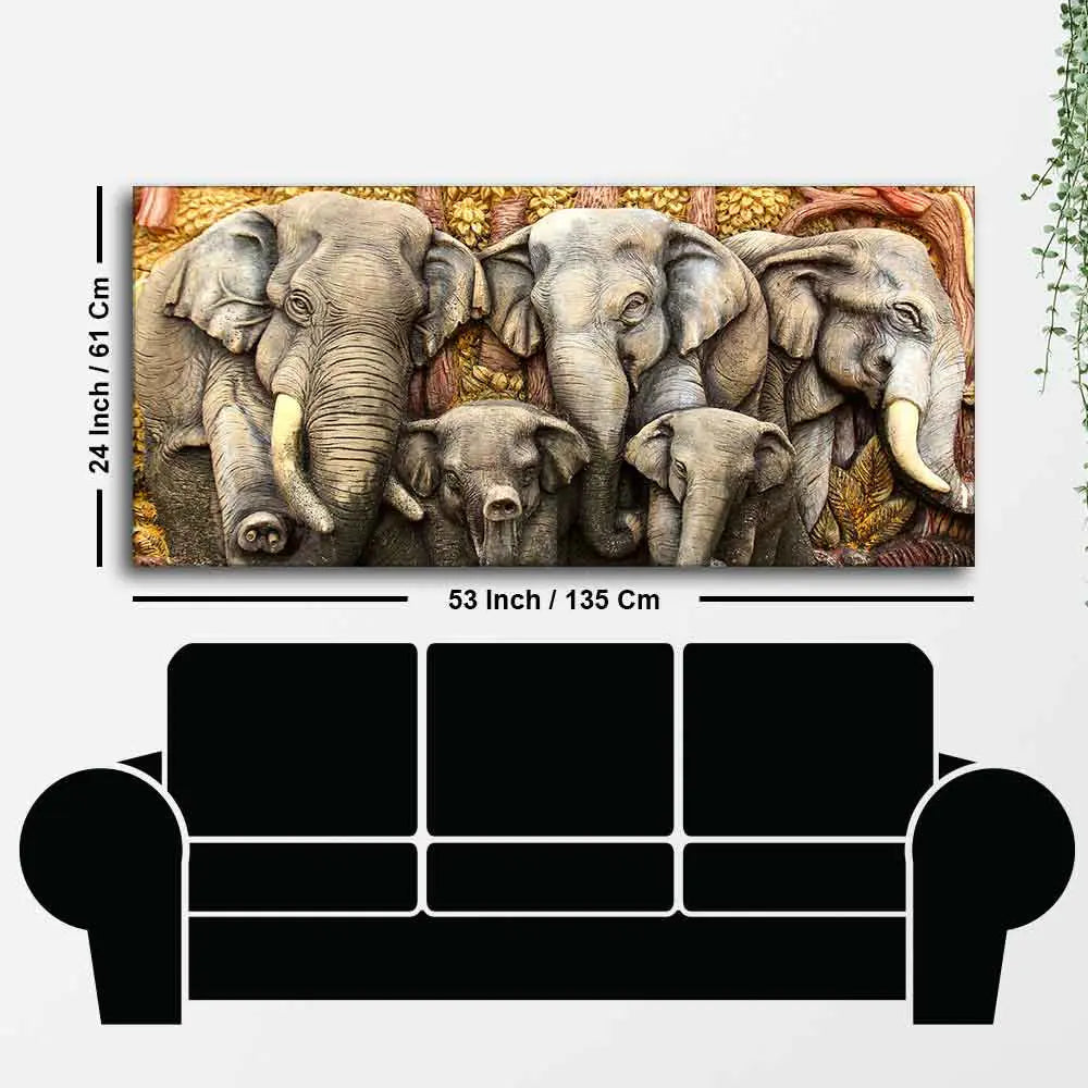 Beautiful Elephants Premium Wall Painting DECORMANTRA
