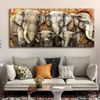 Beautiful Elephants Premium Wall Painting DECORMANTRA