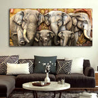 Beautiful Elephants Premium Wall Painting DECORMANTRA