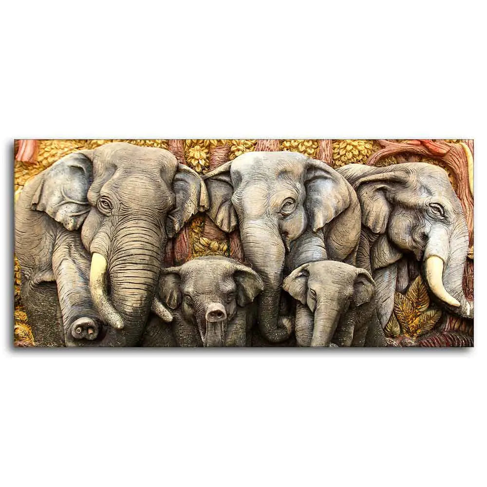 Beautiful Elephants Premium Wall Painting DECORMANTRA