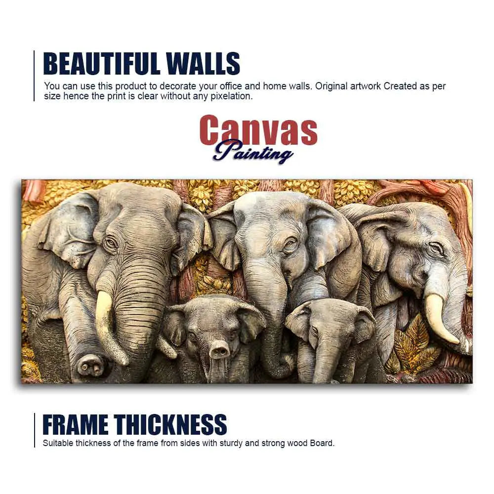 Beautiful Elephants Premium Wall Painting DECORMANTRA