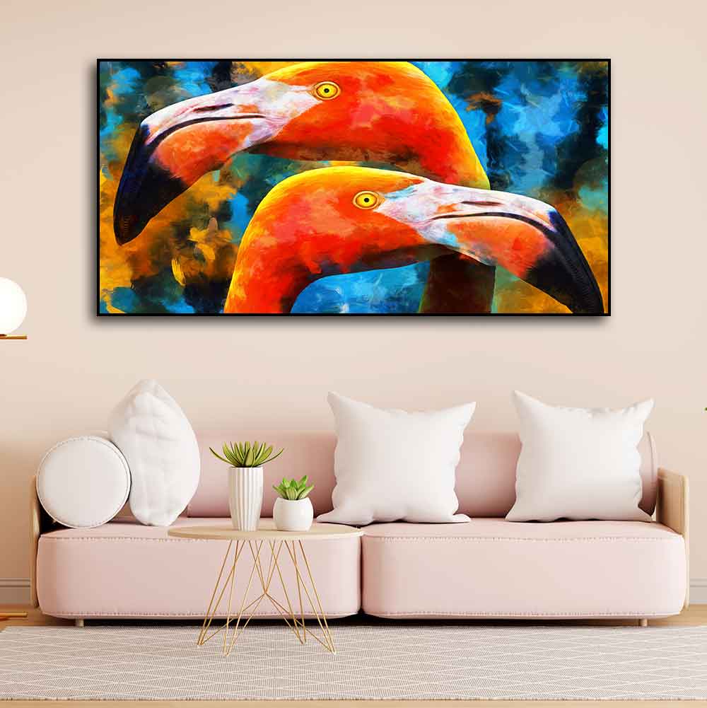 Beautiful Flamingo Couple Wall Painting Decor Mantra