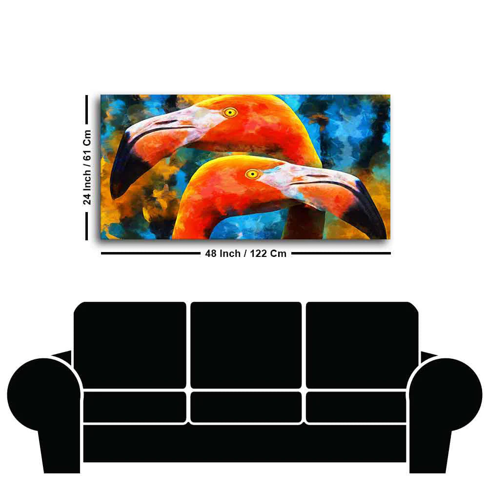 Beautiful Flamingo Couple Wall Painting Decor Mantra