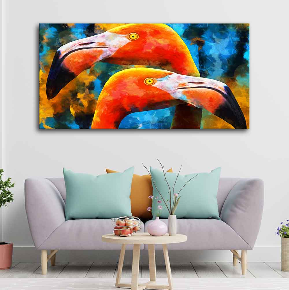 Beautiful Flamingo Couple Wall Painting Decor Mantra