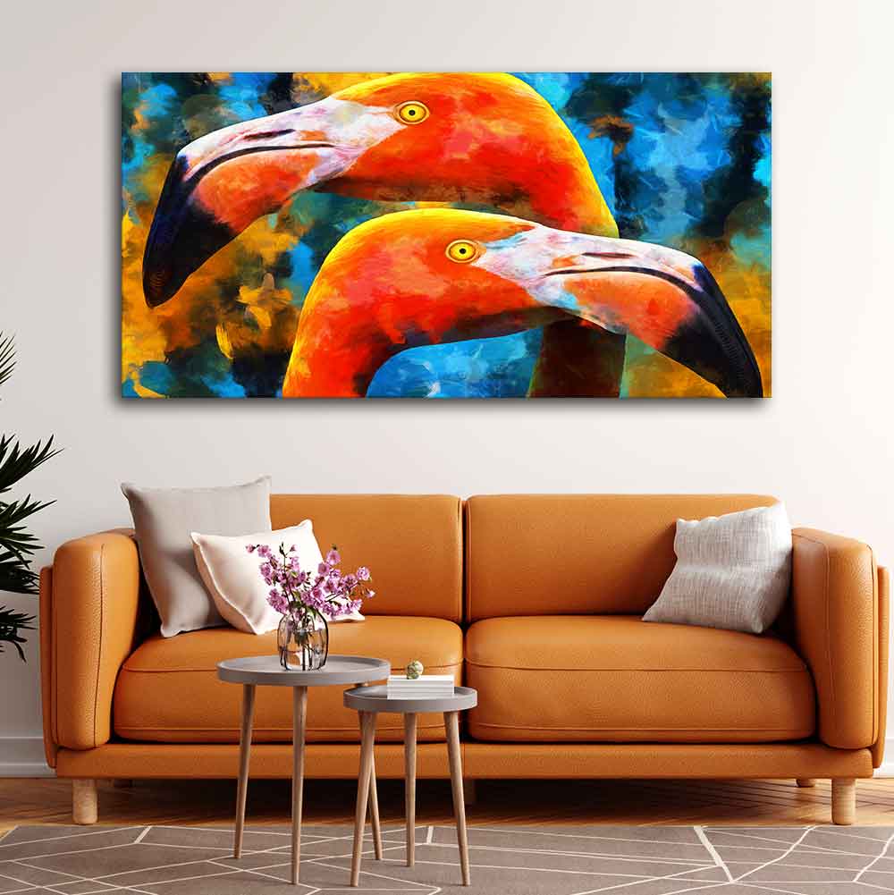 Beautiful Flamingo Couple Wall Painting Decor Mantra