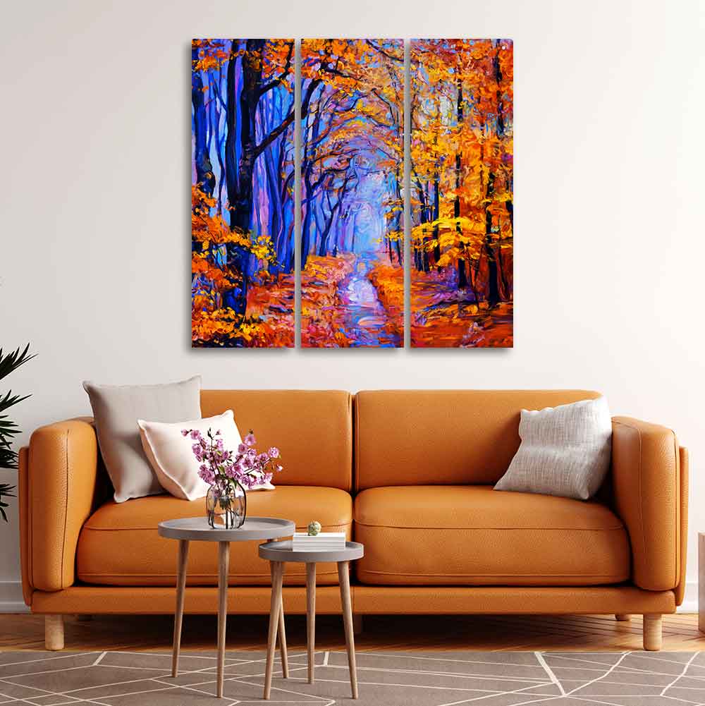 Beautiful Forest Canvas Wall Painting Set of 3 DECORMANTRA