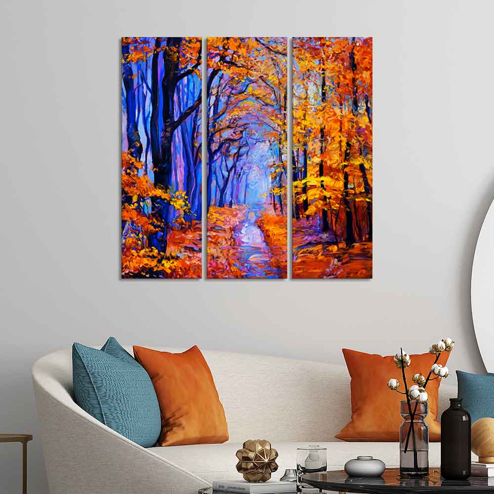 Beautiful Forest Canvas Wall Painting Set of 3 DECORMANTRA