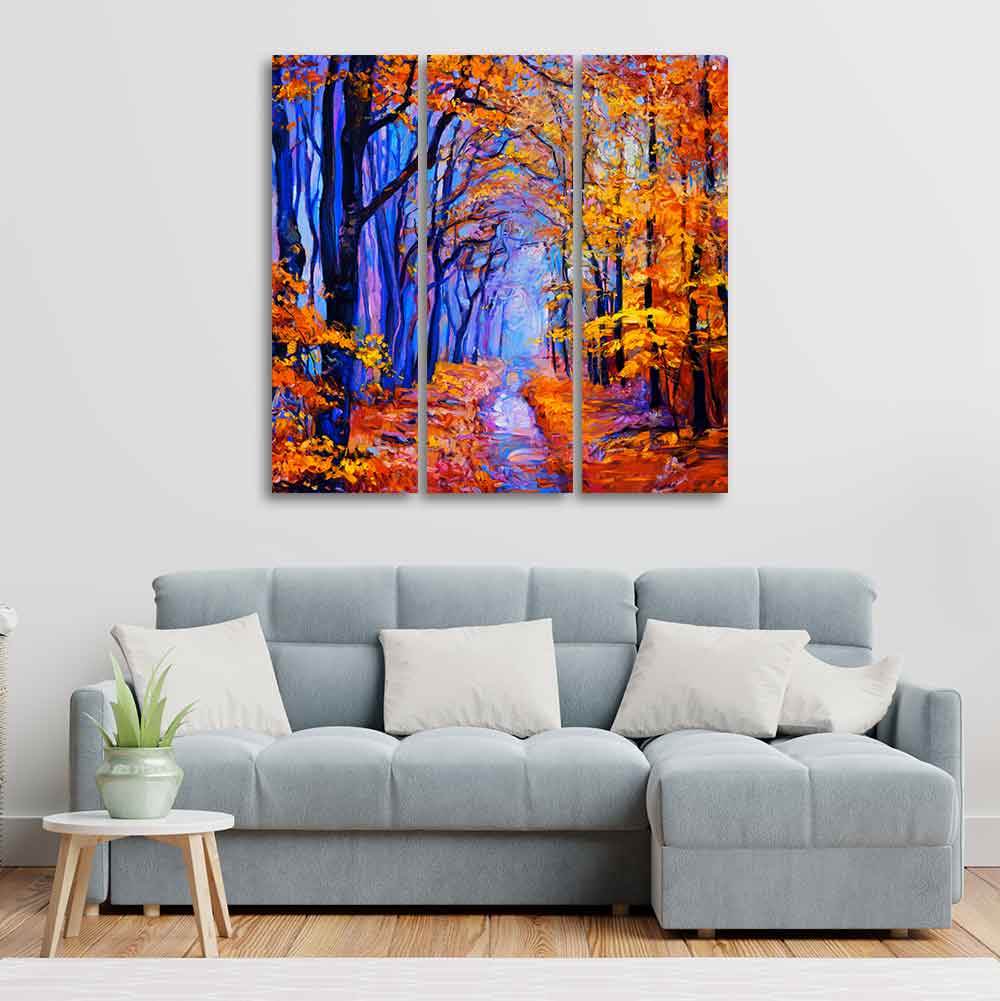 Beautiful Forest Canvas Wall Painting Set of 3 DECORMANTRA