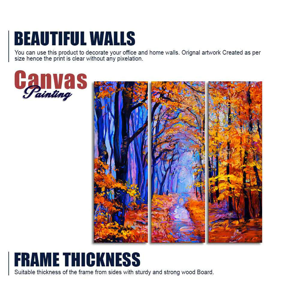Beautiful Forest Canvas Wall Painting Set of 3 DECORMANTRA