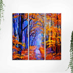 Beautiful Forest Canvas Wall Painting Set of 3 DECORMANTRA