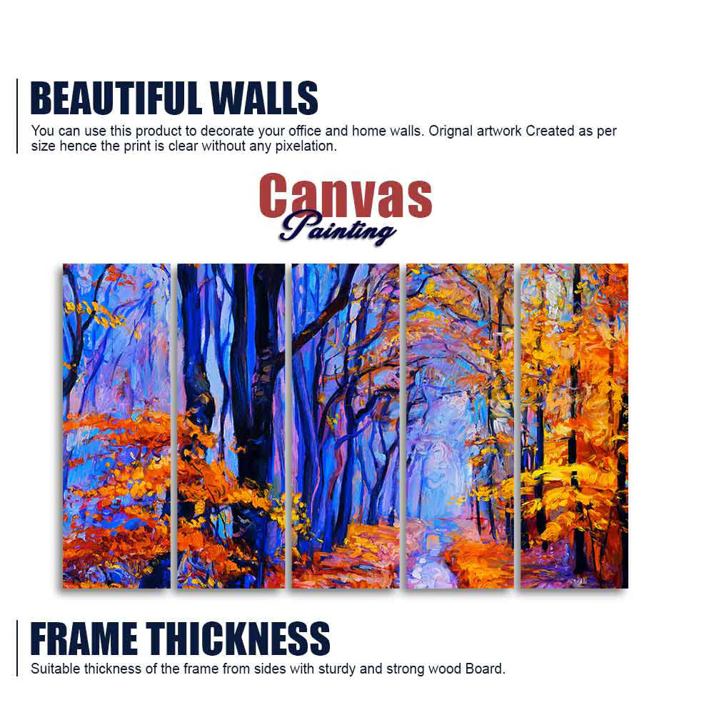 Beautiful Forest Canvas Wall Painting Set of Five DECORMANTRA