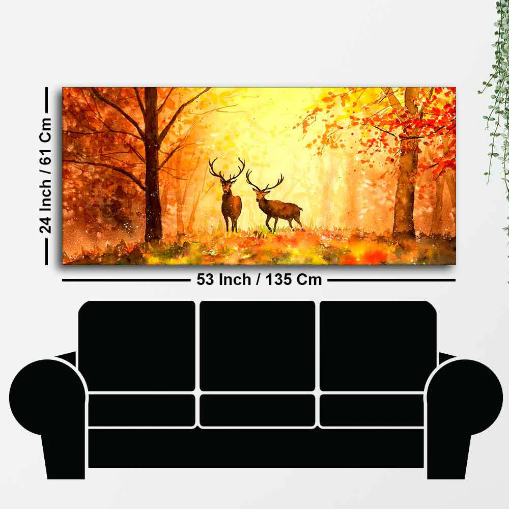 Beautiful Forest Deer Big Canvas Wall Painting DECORMANTRA