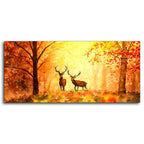 Beautiful Forest Deer Big Canvas Wall Painting DECORMANTRA