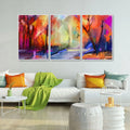 Beautiful Forest of Color Floating Canvas Wall Painting Set of 3 DECORMANTRA