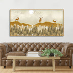 Beautiful Golden Deers Premium Canvas Wall Painting Decor Mantra