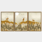 Beautiful Golden Deers Premium Floating Canvas Wall Painting Set of Three DECORMANTRA