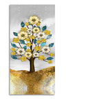 Beautiful Golden Flowers and Turquoise Mountains Canvas Wall Painting DECORMANTRA