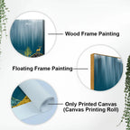 Beautiful Golden Mountains and Deer with Moon Premium Canvas Wall Painting DECORMANTRA