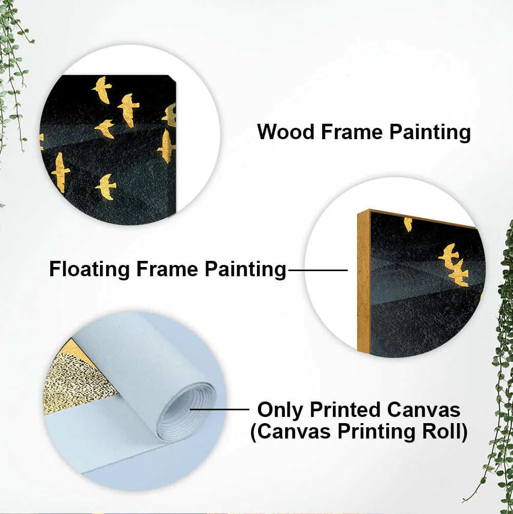 Beautiful Golden Walking Deer Premium Canvas Wall Painting DECORMANTRA