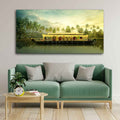 Beautiful House Boat in Kerala Premium Wall Painting DECORMANTRA