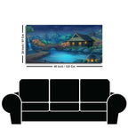 Beautiful Japanese Courtyard at Night Canvas Wall Painting DECORMANTRA