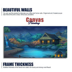 Beautiful Japanese Courtyard at Night Canvas Wall Painting DECORMANTRA