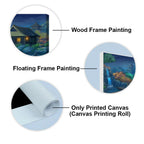 Beautiful Japanese Courtyard at Night Canvas Wall Painting DECORMANTRA