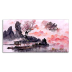 Beautiful Lake View Watercolor Art Canvas Wall Painting DECORMANTRA