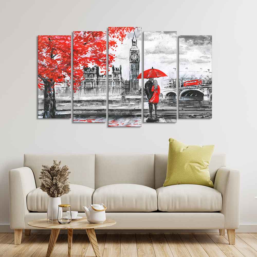 Beautiful London Canvas Wall Painting Set of Five Pieces DECORMANTRA