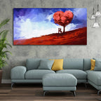 Beautiful Love Tree of Hearts with Couple Canvas Wall Painting DECORMANTRA