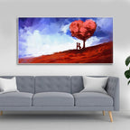 Beautiful Love Tree of Hearts with Couple Canvas Wall Painting DECORMANTRA