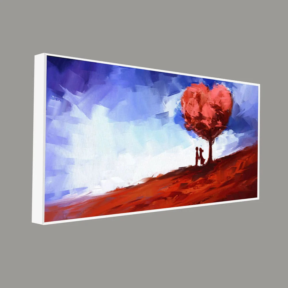 Beautiful Love Tree of Hearts with Couple Canvas Wall Painting DECORMANTRA