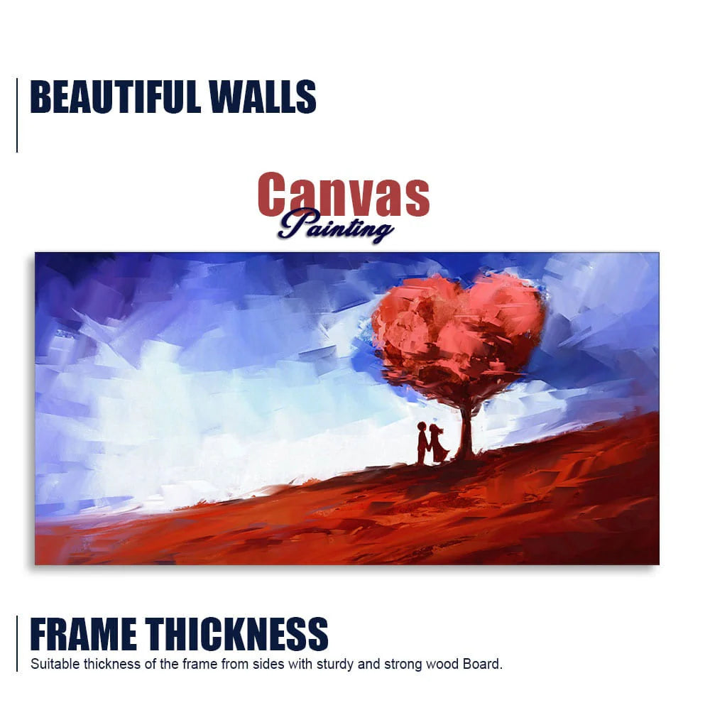 Beautiful Love Tree of Hearts with Couple Canvas Wall Painting DECORMANTRA